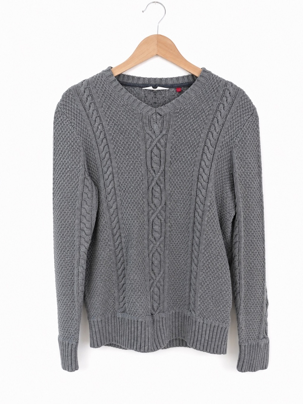 Classic Preppy - Hudson North Cable Knit Cotton Sweater - Grey - Size M